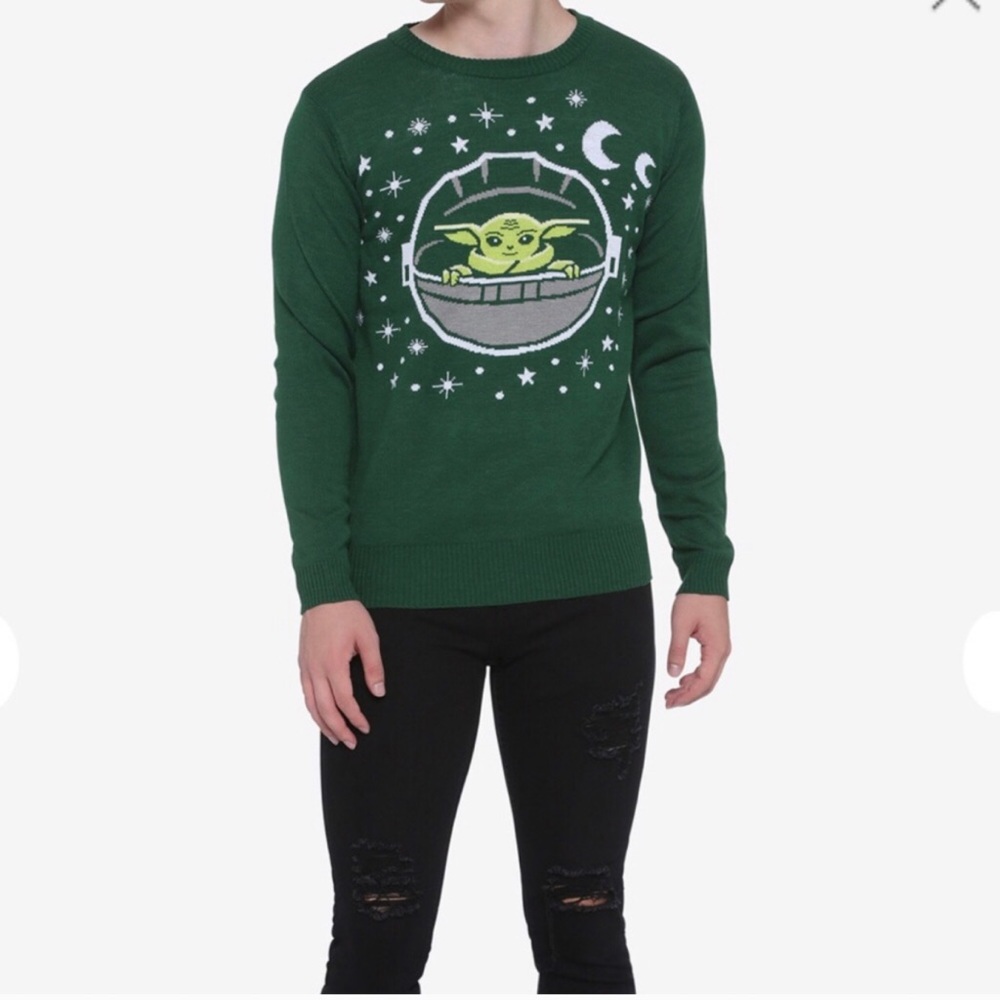 NWT STAR WARS MANDALORIAN THE CHILD YODA SWEATER L